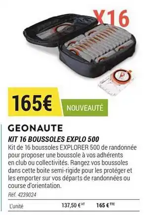 Decathlon Kit 16 Boussoles Explo 500 Géonaute offre