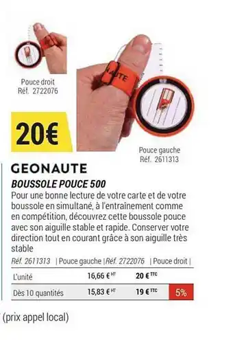 Boussole Pouce 500 Géonaute