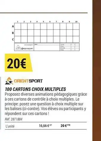 100 Cartons Choix Multiples Orient Sport
