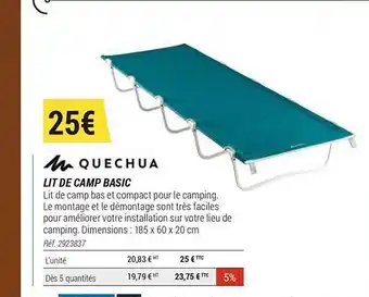 Decathlon Lit De Camp Basic Quechua offre