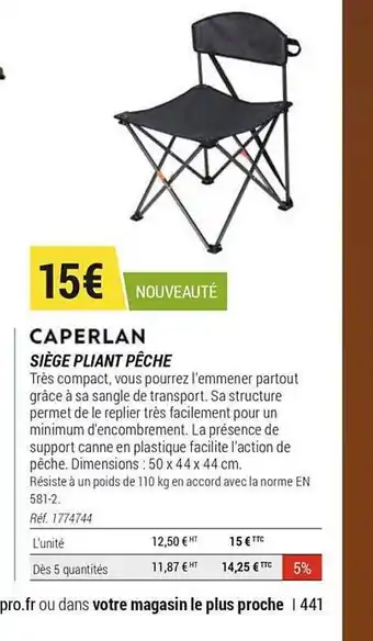Decathlon Siège Pliant Pêche Caperlan offre