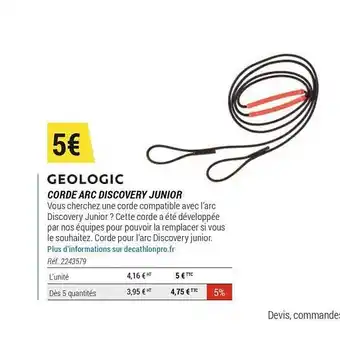 Decathlon Corde Arc Discovery Junior Géologic offre