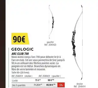 Decathlon Arc Club 700 Géologic offre