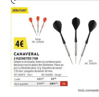 Decathlon 3 Fléchettes T100 Canaveral offre