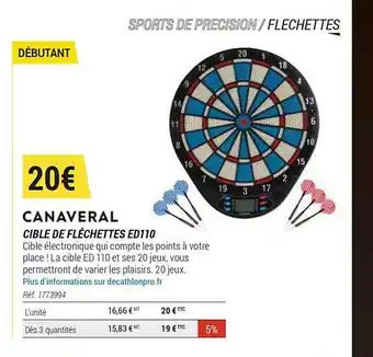 Decathlon Cible De Fléchettes Ed110 Canaveral offre