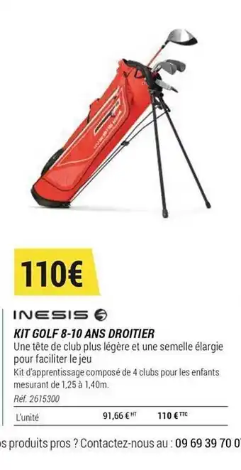 Decathlon Kit Golf 8-10 Ans Droitier Inesis offre