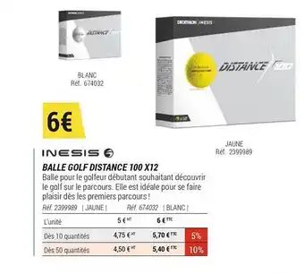 Decathlon Balle Golf Distance 100 X 12 Inesis offre