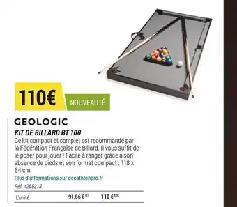 Decathlon Kit De Billard Bt 100 Géologic offre