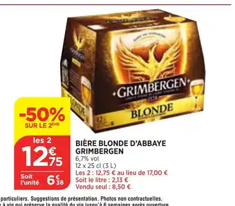 Bière Blonde d'Abbaye Grimbergen
