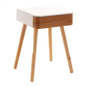 Stokomani Table de chevet blanc et bois offre