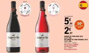 E.Leclerc Sangre de toro rosé 2019 offre