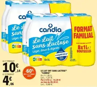 E.Leclerc Le lait UHT sans lactose "candia" offre