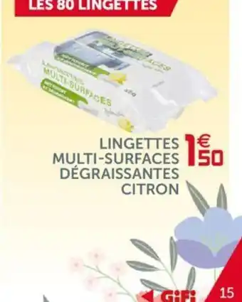 Lingettes multi-surfaces dégraissantes citron