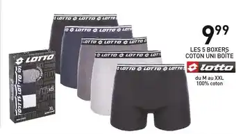 Stokomani Lotto les 5 boxers coton uni boîte offre