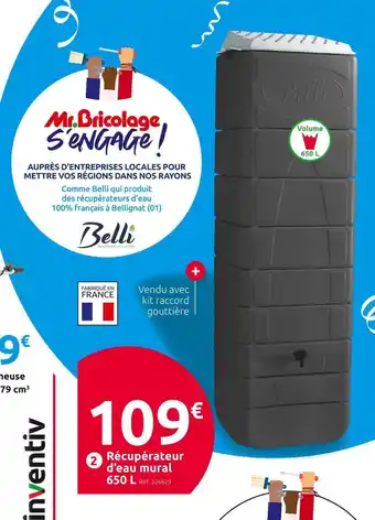 Mr Bricolage Récupérateur d’eau mural 650 l offre