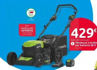 Mr Bricolage Tondeuse tractée sur batterie 48 v offre