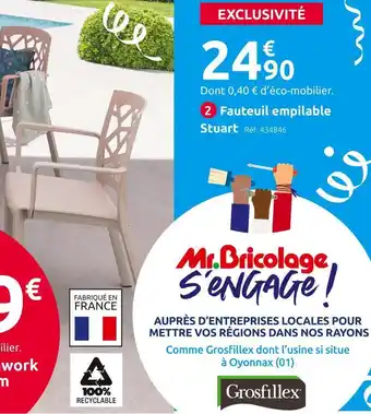Mr Bricolage Grosfillex fauteuil empilable stuart offre