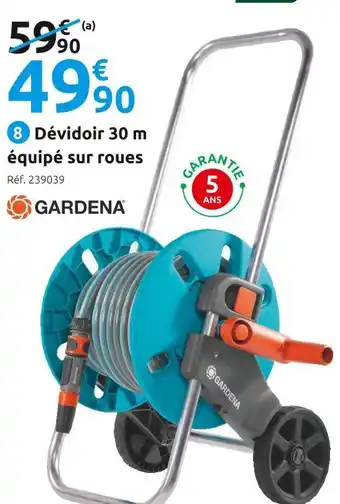 Mr Bricolage Gardena dévidoir 30 m équipé sur roues offre