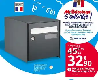 Mr Bricolage Boîte aux lettres home simple face offre