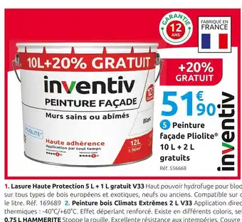 Mr Bricolage Inventiv peinture façade 10 l + 2 l gratuits offre