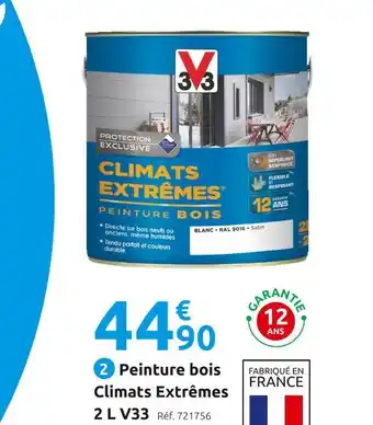 Mr Bricolage V33 peinture bois climats extrêmes 2 l offre