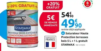 Mr Bricolage Starwax saturateur haute protection terrasses bois 5 l + 1 l gratuit offre