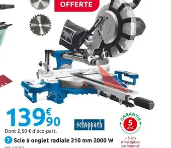 Mr Bricolage Scheppach scie à onglet radiale 210 mm hm216spx offre