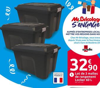 Mr Bricolage Sundis lot de 3 malles de rangement locker 60 l offre