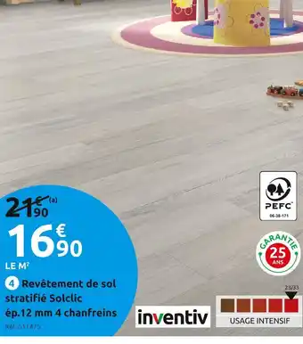 Mr Bricolage Inventiv revêtement sol stratifié solclic 1233 ép. 12 mm 4 chanfreins offre