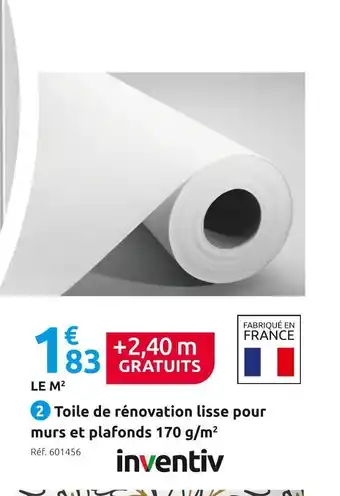 Mr Bricolage Inventiv toile de rénovation lisse pour murs et plafonds 170 g/m2 offre