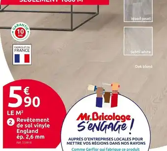 Mr Bricolage Gerflor revêtement de sol vinyle england ép. 2,6 mm offre