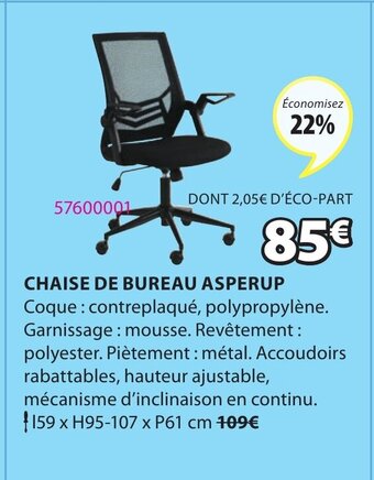 JYSK Chaise de Bureau Asperup offre