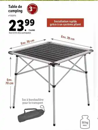 Lidl Table De Camping offre