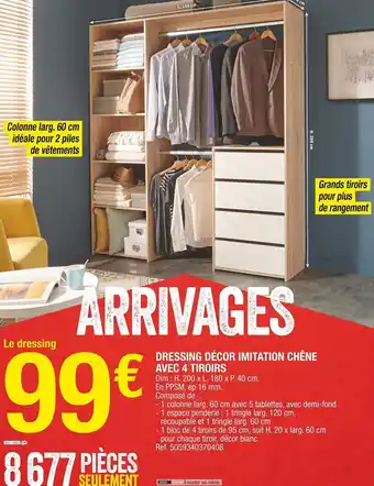 Brico Dépôt Dressing décor imitation chêne avec 4 tiroirs offre
