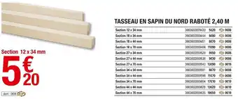 Brico Dépôt Tasseau en sapin du nord raboté 2,40 m offre