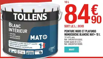 Brico Dépôt Tollens peinture murs et plafonds monocouche blanche mat+ 10 l offre