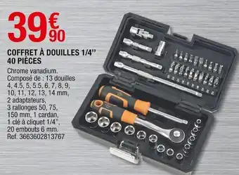 Brico Dépôt Coffret à douilles 1/4’’ 40 pièces offre