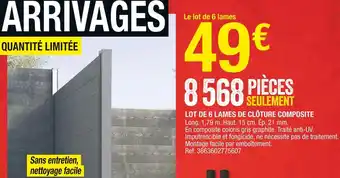Brico Dépôt Lot de 6 lames de clôture composite offre