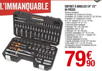 Brico Dépôt Magnusson coffret à douilles 1/4’’ 1/2’’ 94 pièces offre