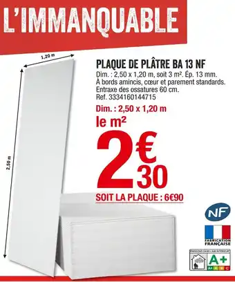 Brico Dépôt Plaque de plâtre ba 13 nf offre