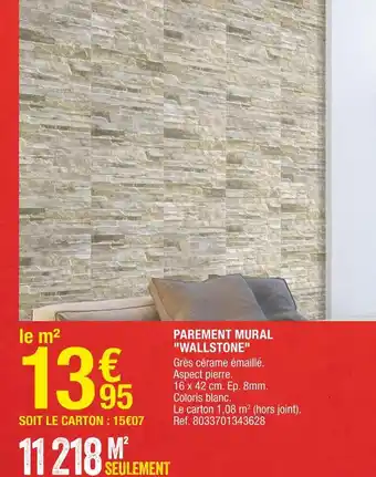Brico Dépôt Parement mural "wallstone" offre