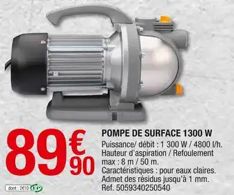 Brico Dépôt Pompe de surface 1300 w offre