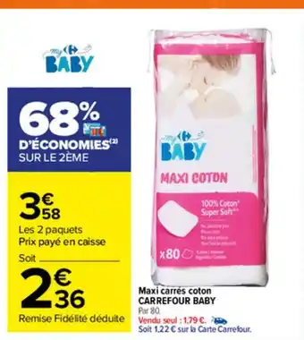 Carrefour Market Maxi Carrés Coton offre