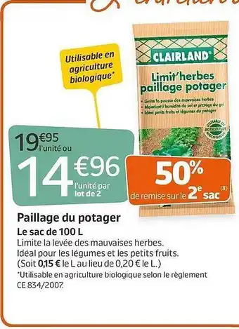 Paillage De Potager Le Sac De 100l