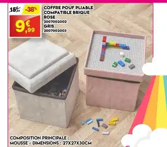 Maxi Bazar Coffre Pouf Pliable Compatible Brique offre