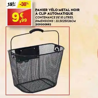 Maxi Bazar Panier Velo Metal Noir A Clip Automatique offre