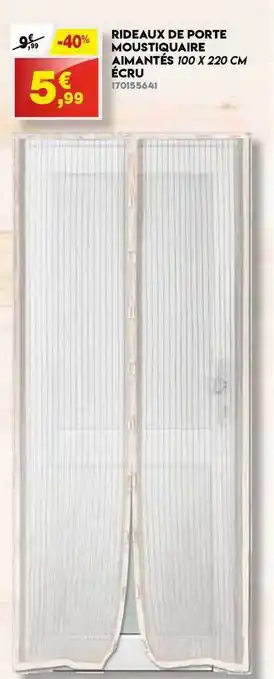 Maxi Bazar Rideaux De Porte Moustiquaire Aimantes 100 X 220 Cm Ecru offre