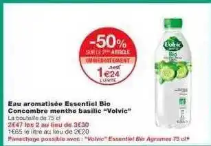 Monoprix Eau Aromatisée Essentiel Bio Concombre Menthe Basilic offre