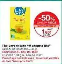 Monoprix Thé Vert Nature offre