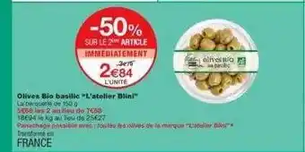 Monoprix Olives Bio Basilic offre